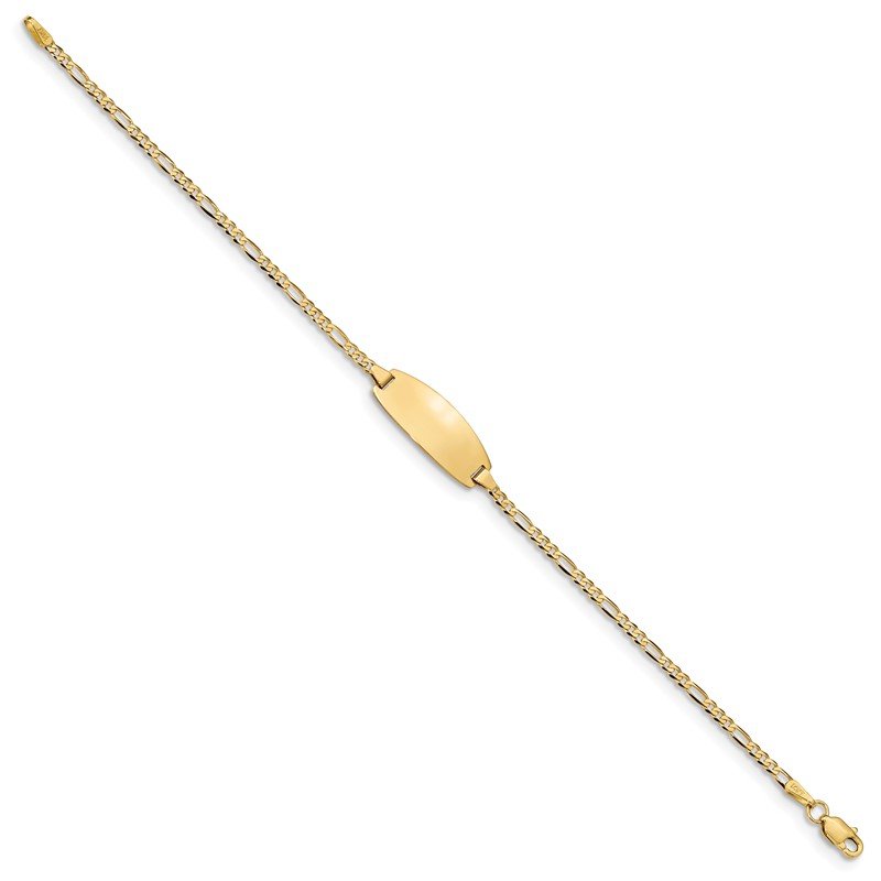 14k Polished Solid Chain/Solid Plate Figaro Link Oval 18.5x7.5mm Plate 5.5 inch Baby/Child ID Bracelet