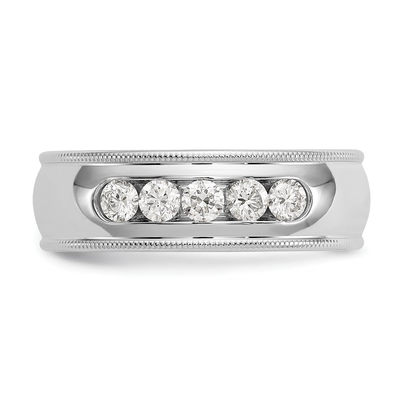 14K White Gold Men's 1/2 carat Lab Grown Diamond VS+ F+ Size 10.5 Complete Miligrain Band
