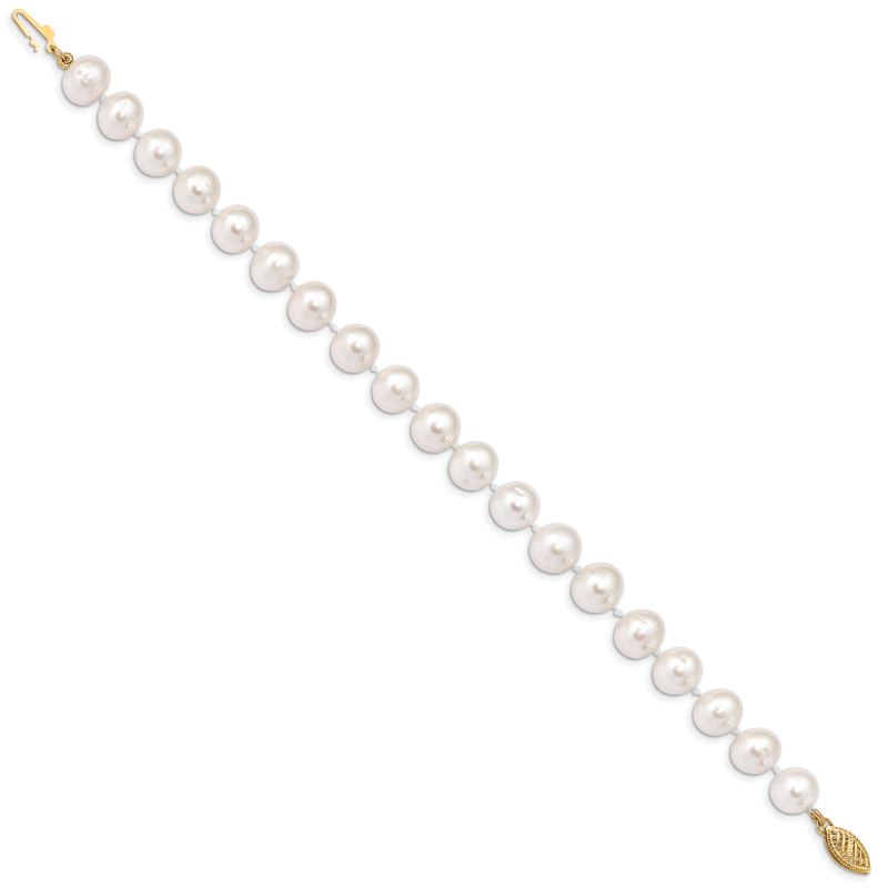 14k 9-10mm White Near-Round Freshwater Cultured Pearl 16 inch Necklace