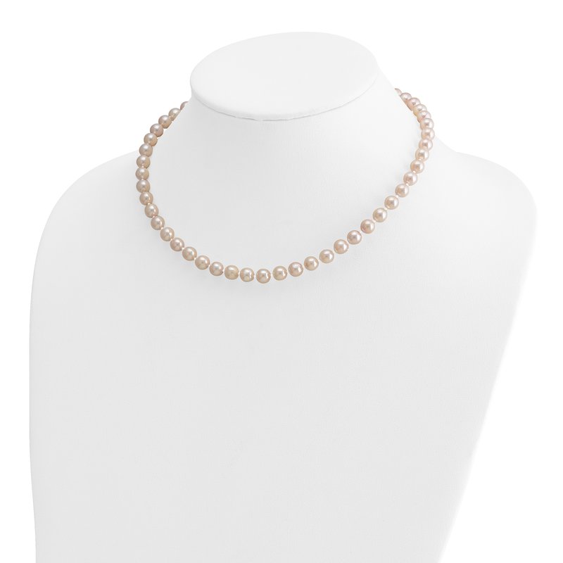 14k 6-7mm White Round Akoya Saltwater Cultured Pearl 16 inch Necklace