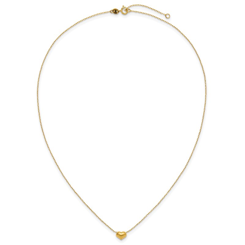 14k Madi K Small Hollow Heart w/ Chain and 1in ext. Necklace