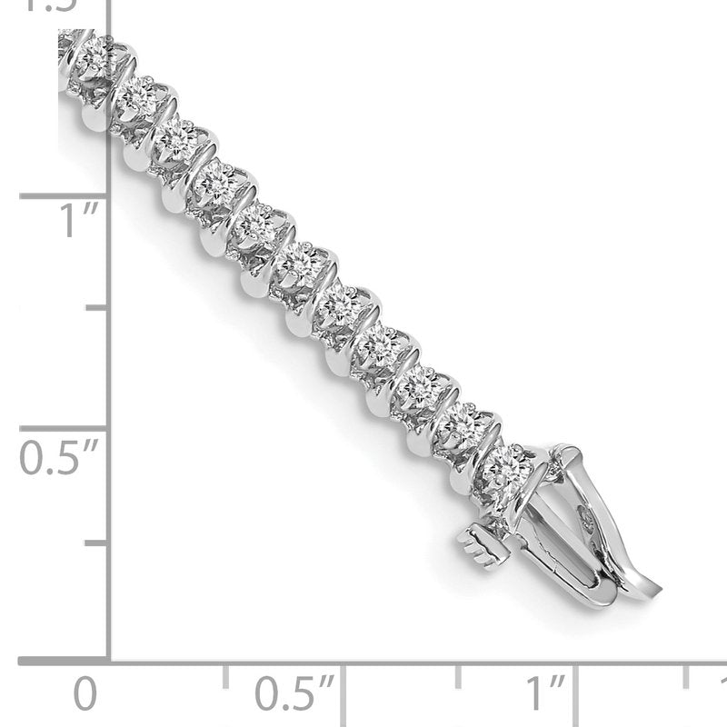 14k White Gold Complete 0.93 carat Round A Diamond Fancy Spiral 7 inch Tennis Bracelet