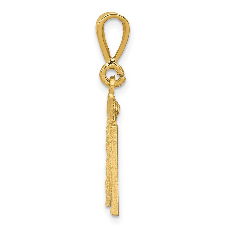 14k Small Brushed Diamond-cut Number 11 Charm