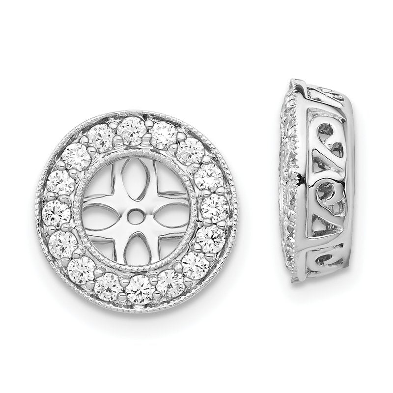 14K White Gold 1/2 carat Lab Grown Diamond VS+ F+ for 5.5-6mm Studs Complete Earring Jackets