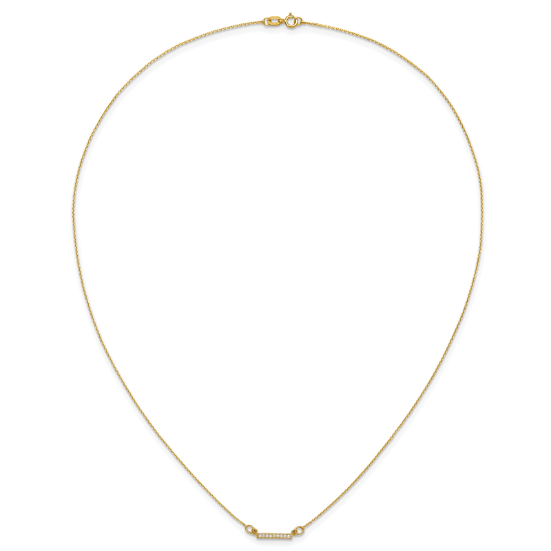 14k Polished 1/20 carat A Diamond Tiny Bar 18 inch Necklace