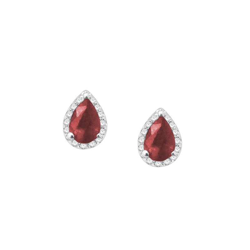 14K 0.18Ct  Diamond  Ruby Earring