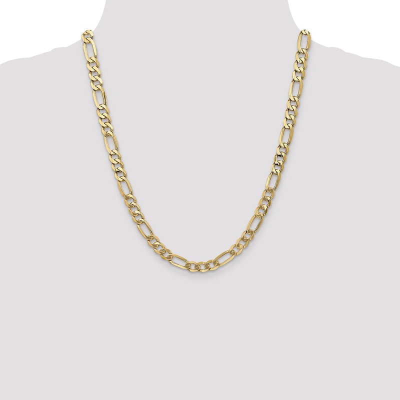 14K 26 inch 7mm Flat Figaro with Lobster Clasp Chain