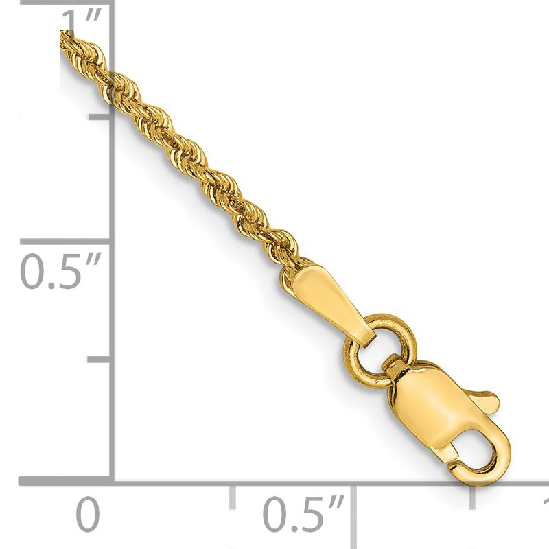 14K 1.6mm Solid Regular Rope Chain Anklet