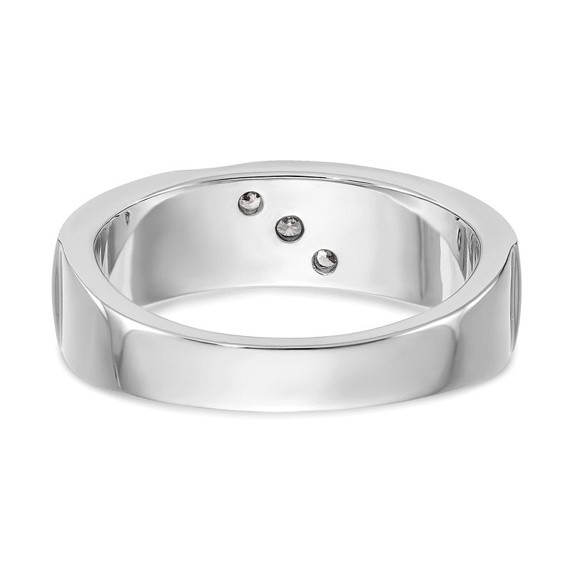 14K White Gold Men's 1/5 carat Lab Grown Diamond VS+ F+ Complete Band