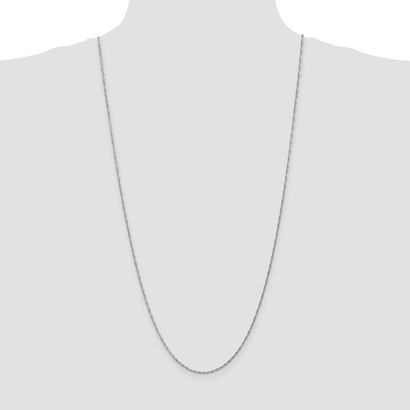14K White Gold 10 inch 1.4mm Singapore with Spring Ring Clasp Anklet