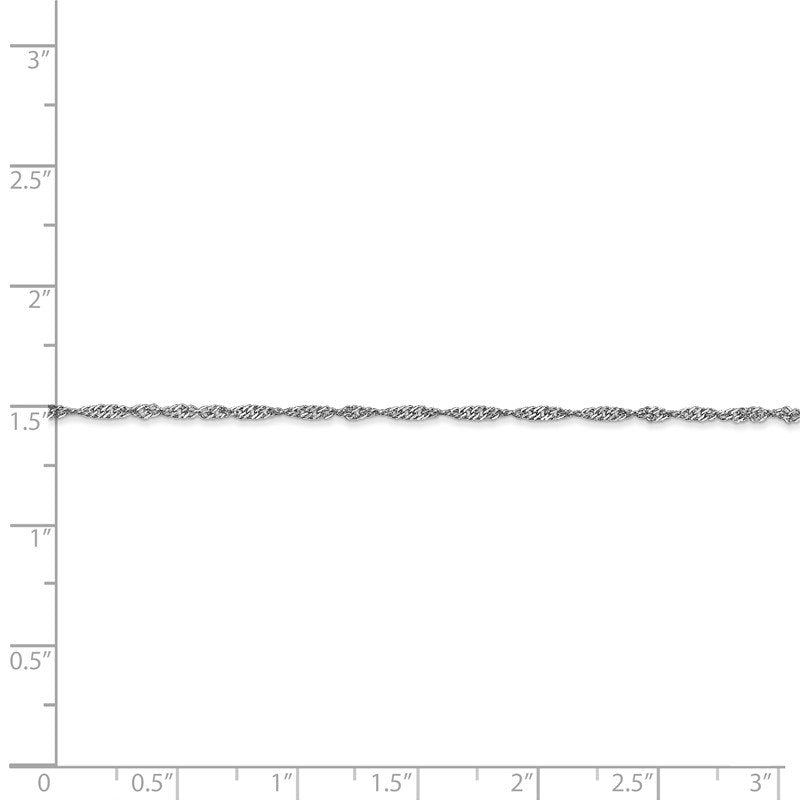 14K White Gold 10 inch 1.4mm Singapore with Spring Ring Clasp Anklet