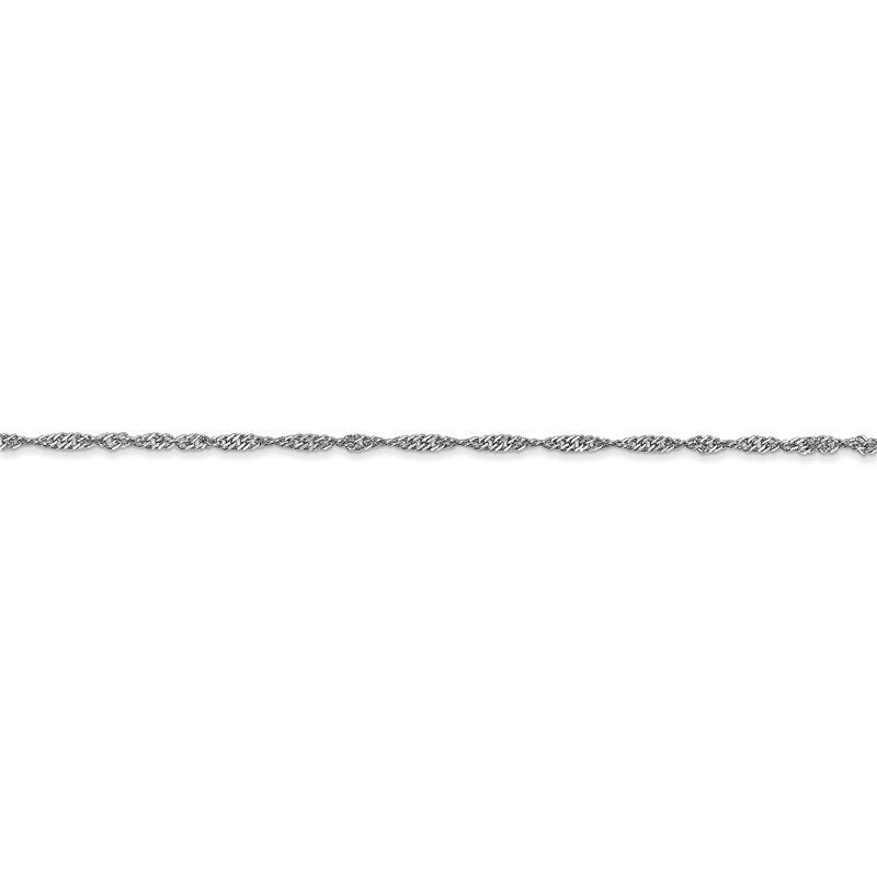 14K White Gold 10 inch 1.4mm Singapore with Spring Ring Clasp Anklet