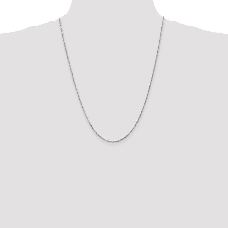 14K White Gold 10 inch 1.4mm Singapore with Spring Ring Clasp Anklet