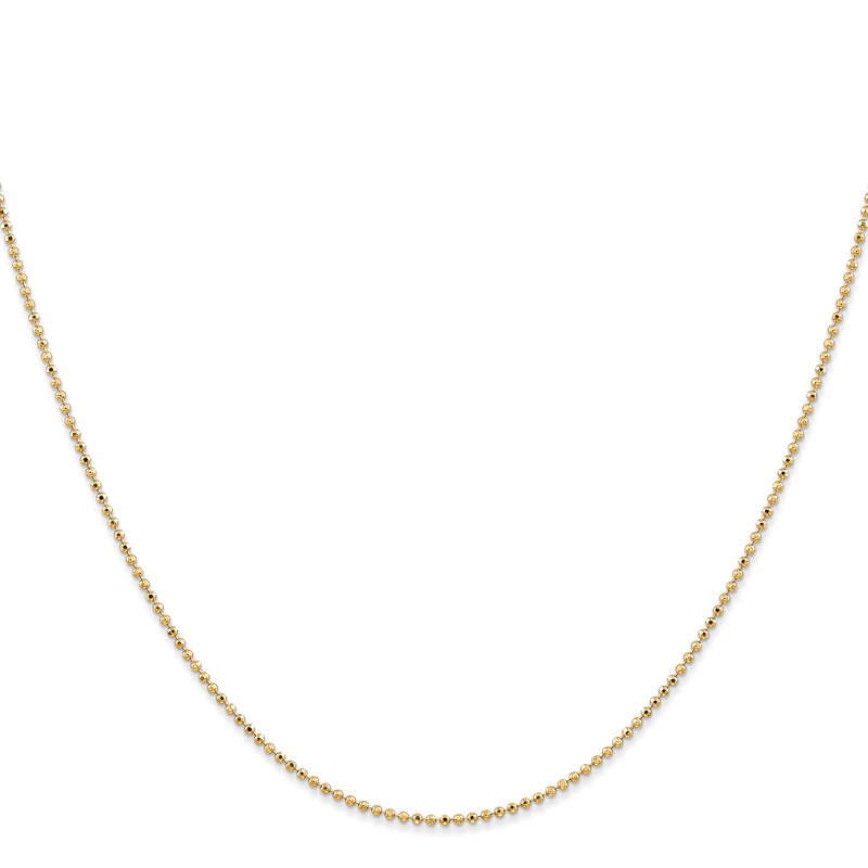 14K 10 inch 1.2mm Diamond-cut Beaded with Lobter Clasp Anklet