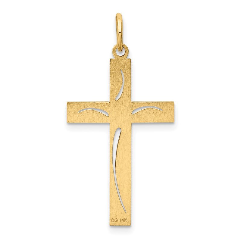 14K Laser Designed Cut-out Cross Charm