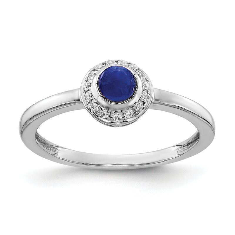 14k White Gold Diamond and Cabochon Peridot Ring