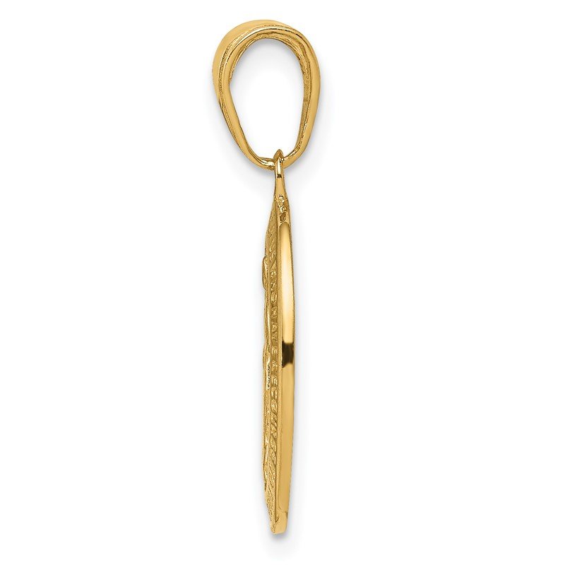 14k Polished and Satin Solid Miraculous Medal Oval Pendant