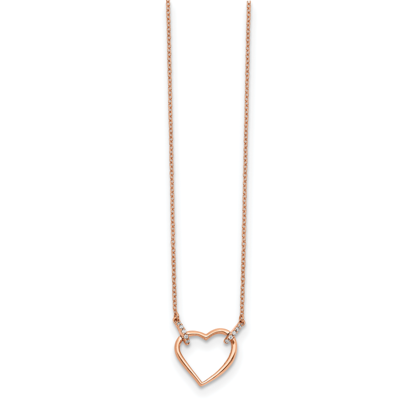 14k Rose Gold 1/20 carat Diamond Heart 18 inch Necklace