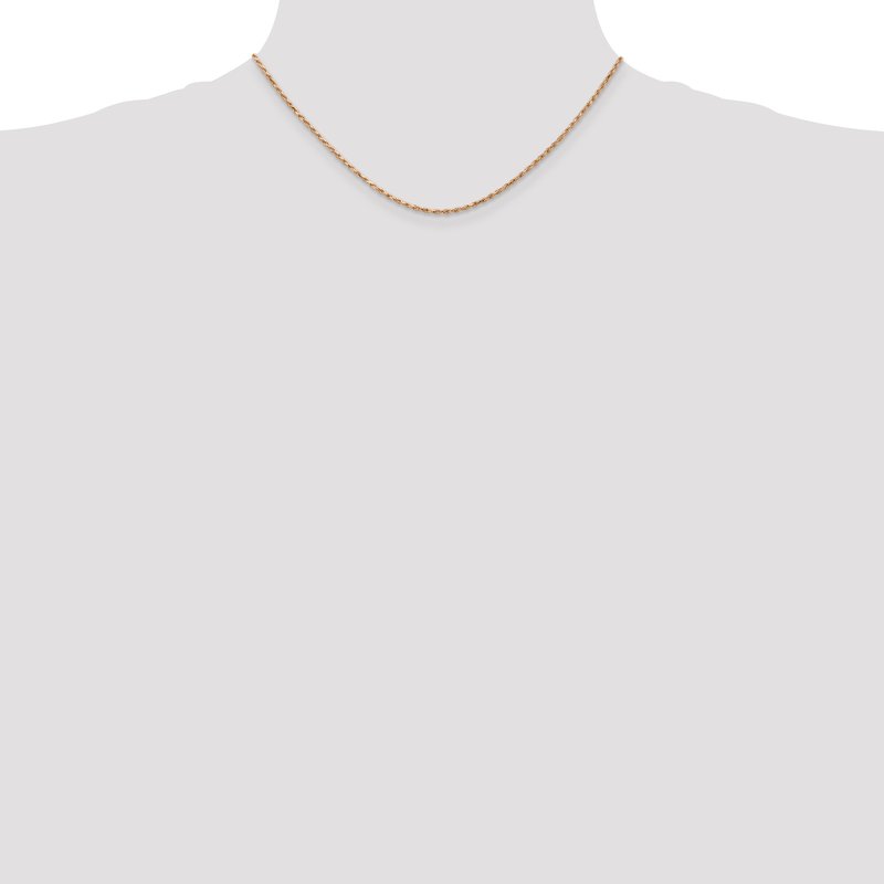 14K Rose Gold 10 inch 1.8mm Diamond-cut Man Made Rope with Lobster Clasp Anklet