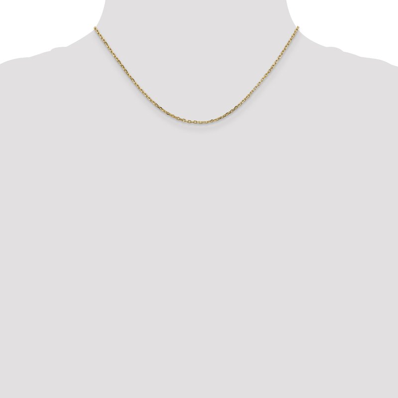 14K 26 inch 1.8mm Diamond-cut Round Open Link Cable with Lobster Clasp Chain