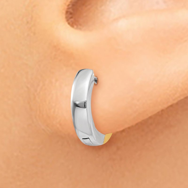 14k Two-tone 2.5mm Round Hinged Hoop Earrings