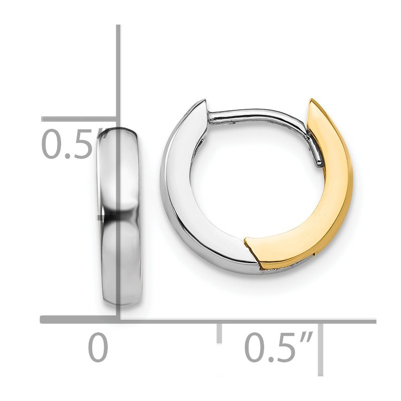 14k Two-tone 2.5mm Round Hinged Hoop Earrings