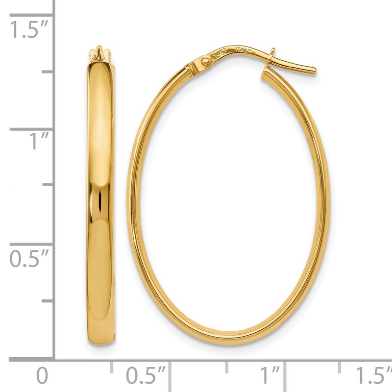14K Polished Oval Hoop Earrings