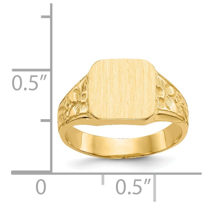 14K Square Polished Baby Signet Ring