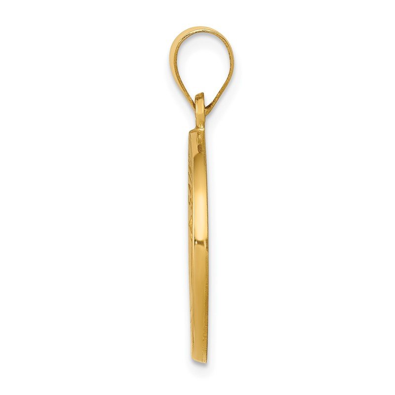 14k Polished and Satin Hollow St John the Baptist Medal Round Pendant