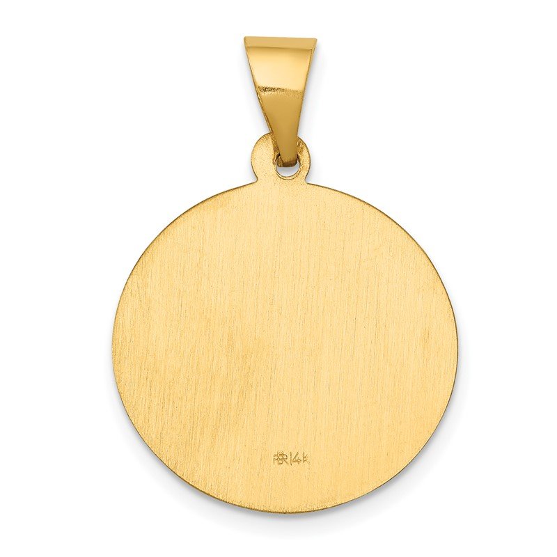 14k Polished and Satin Hollow St John the Baptist Medal Round Pendant