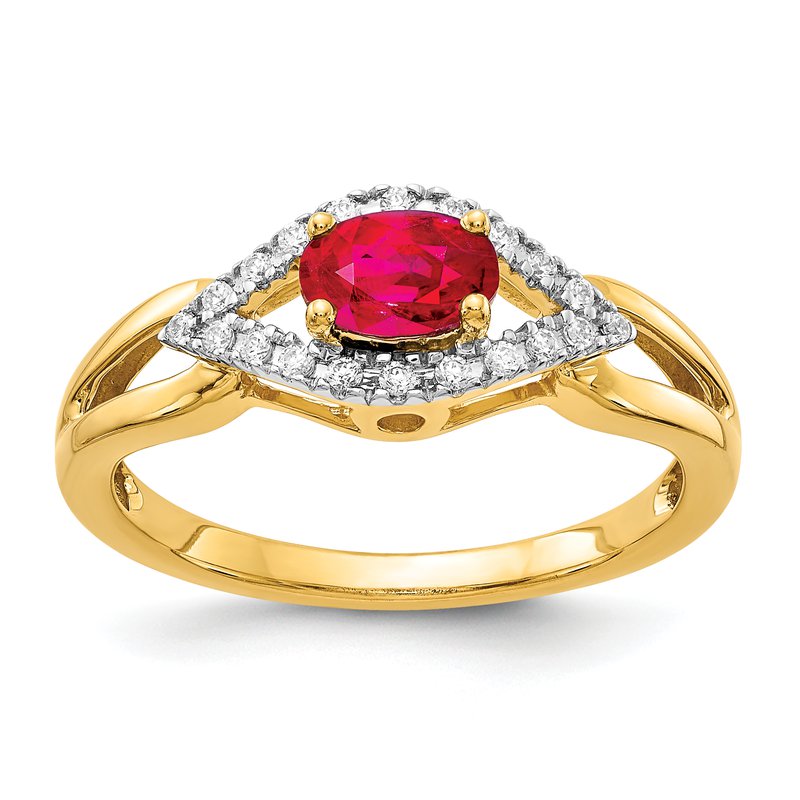 14k Diamond and Emerald Ring