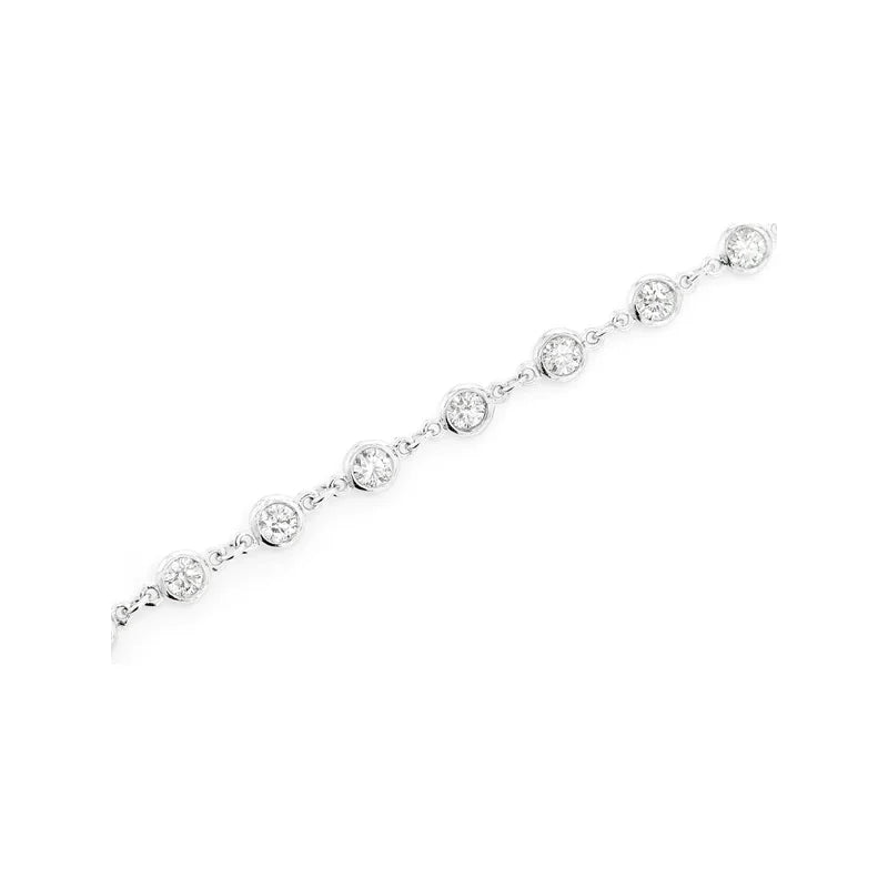 Round Bezel Set Link Bracelet 14K 1.50ctw