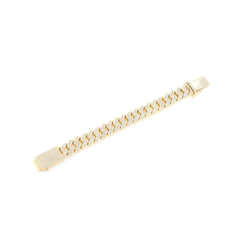 19mm Raised Baguette Cuban Link Bracelet 14K 20.50ctw