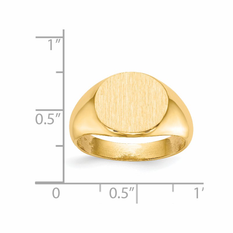 14k 13.5x12.5mm Open Back Mens Signet Ring