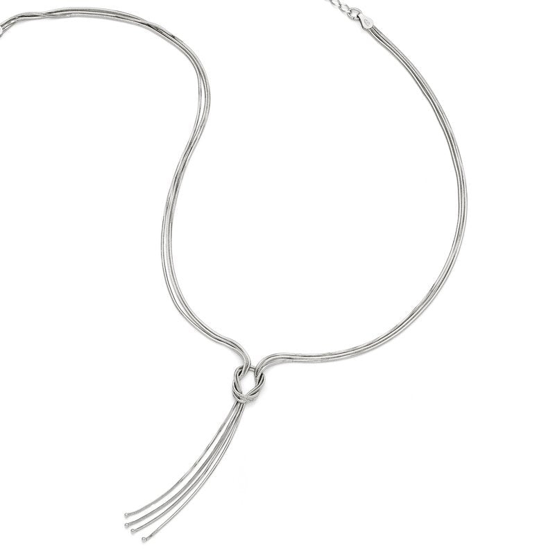 Sterling Silver RH-plat Polish Fancy Knot w/2in ext. Necklace