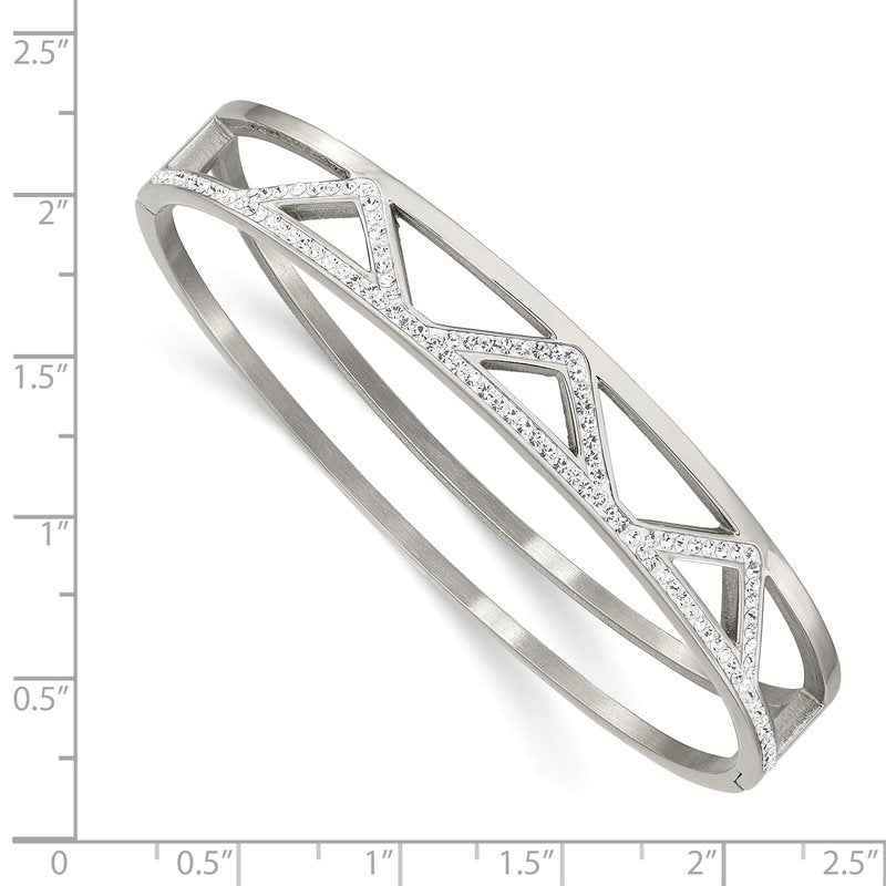 Stainless Steel Polished with Preciosa Crystal 10mm Hinged Bangle
