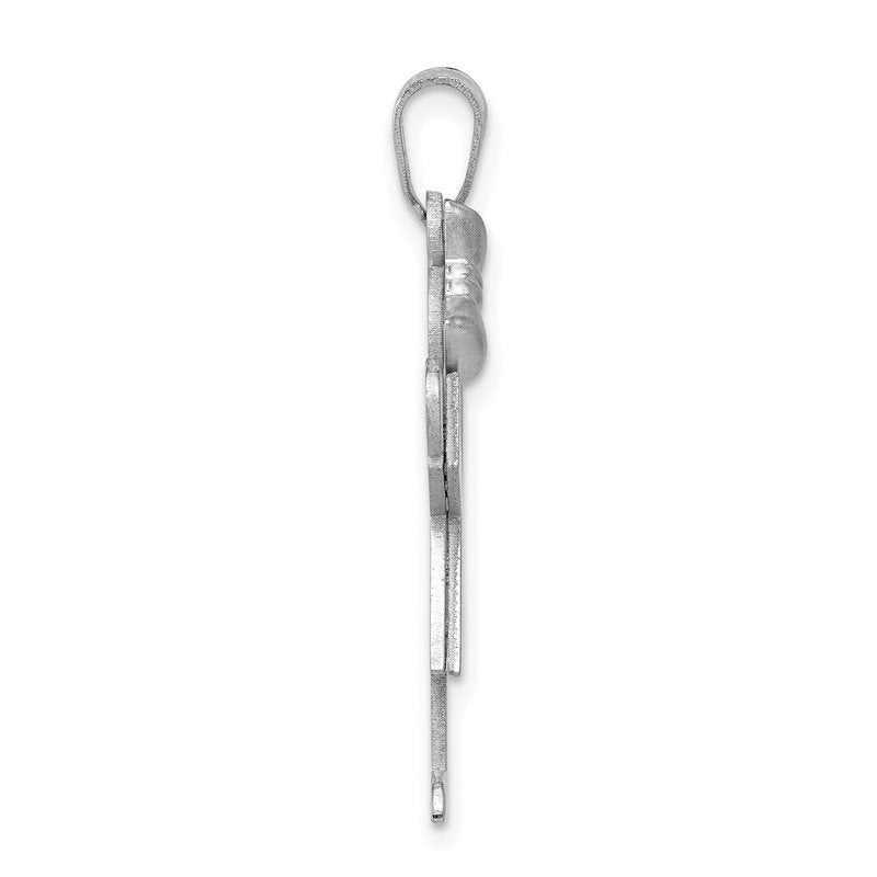 14k White Gold The Kids Medium Girl with Bow on Left Engravable Love Charm
