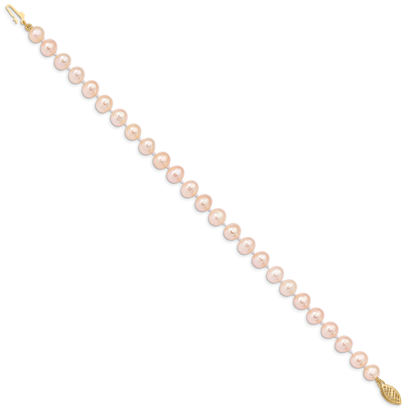 14k 6-7mm Pink Near-Round Freshwater Cultured Pearl 16 inch Necklace