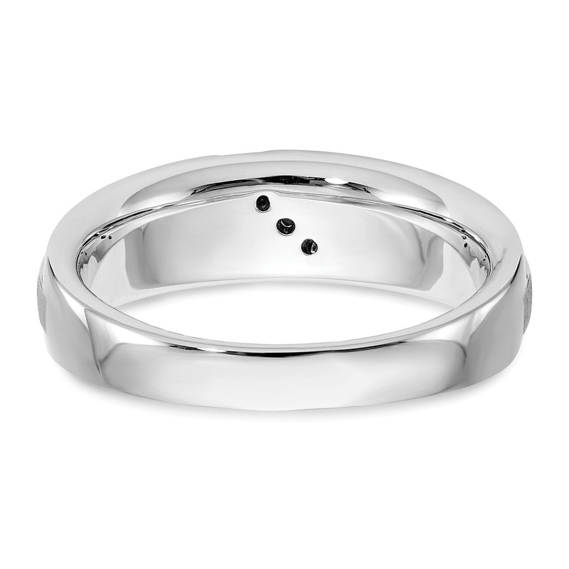 14K White Gold Men's 1/20 carat Lab Grown Diamond VS/SI  D E F  Brushed and Polished Band