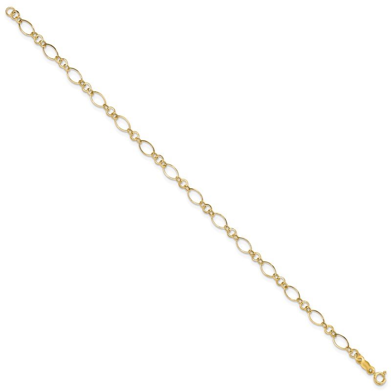 14k Polished 3mm Fancy Oval and Round Link 18 inch Necklace