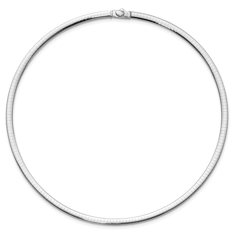 14k Two-tone 4mm Reversible White and Yellow 16 inch Domed Omega Necklace