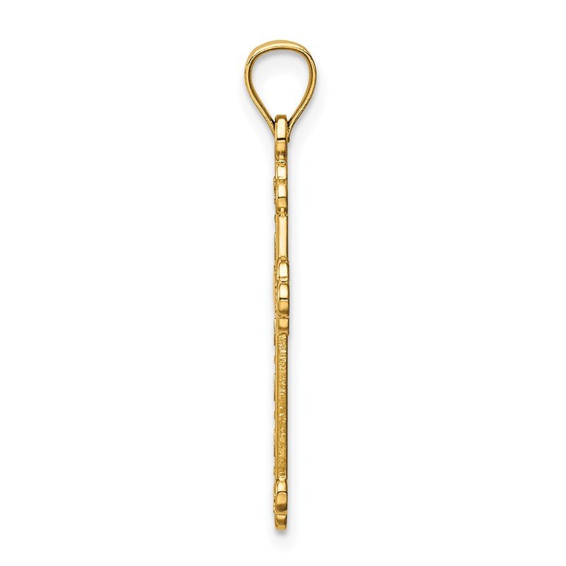 14K Satin and Polished FAITH Cross Pendant