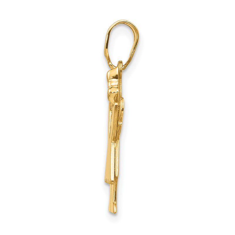14k The Kids Solid Engravable Small Girl with Ruffles and Bow on Right Love Charm