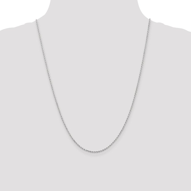14K White Gold 1.5mm Diamond-Cut Rope Chain Anklet