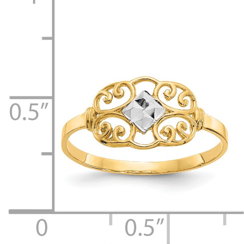 14K w/Rhodium Filigree Ring