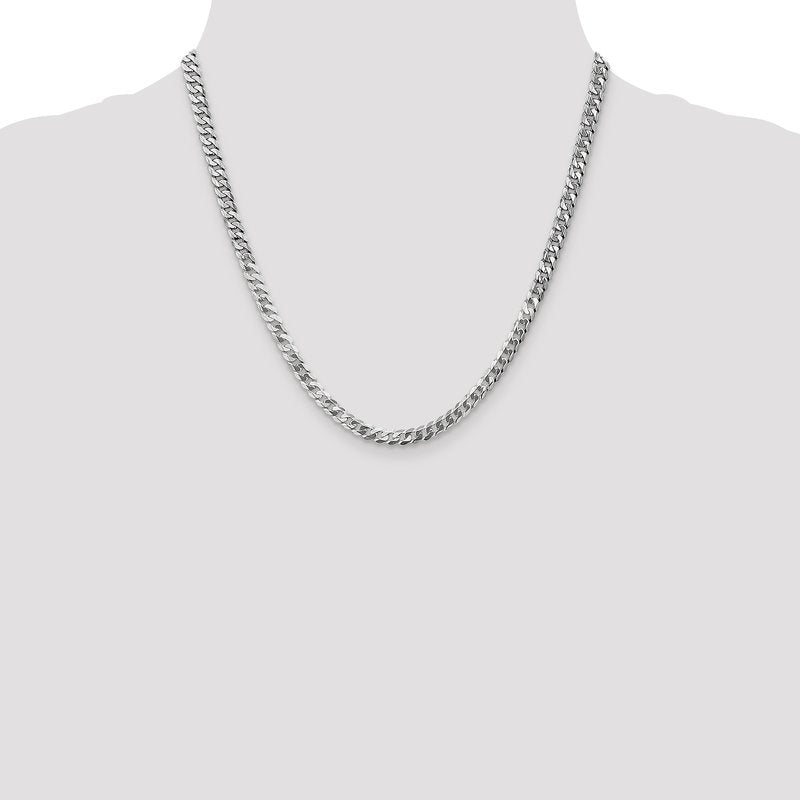 14K White Gold 4.5mm Flat Beveled Curb Chain
