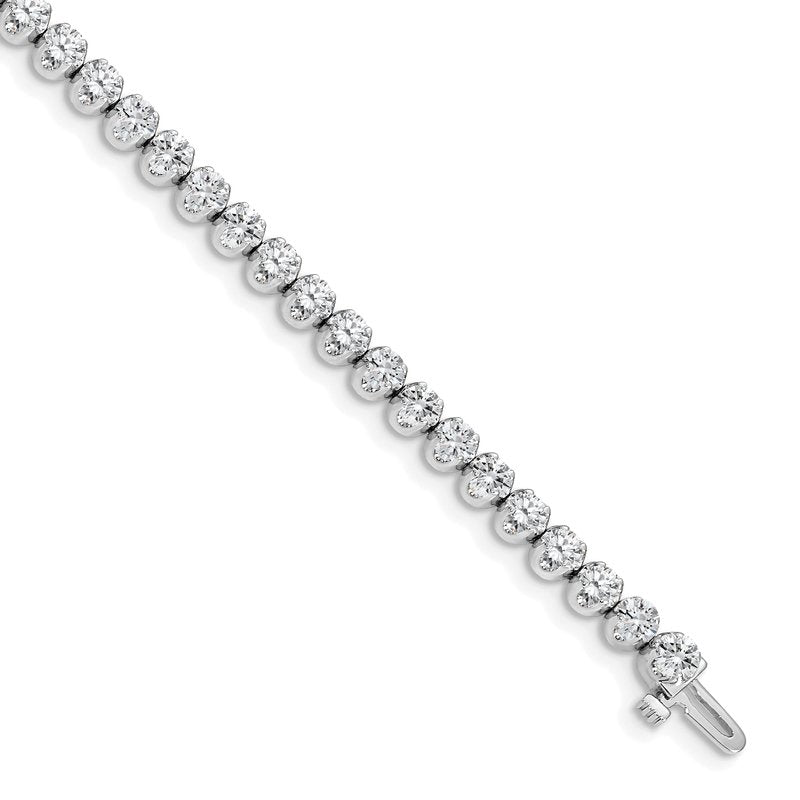 14k White Gold Complete 3.8 carat Round AAA Diamond 4-prong 7 inch Tennis Bracelet