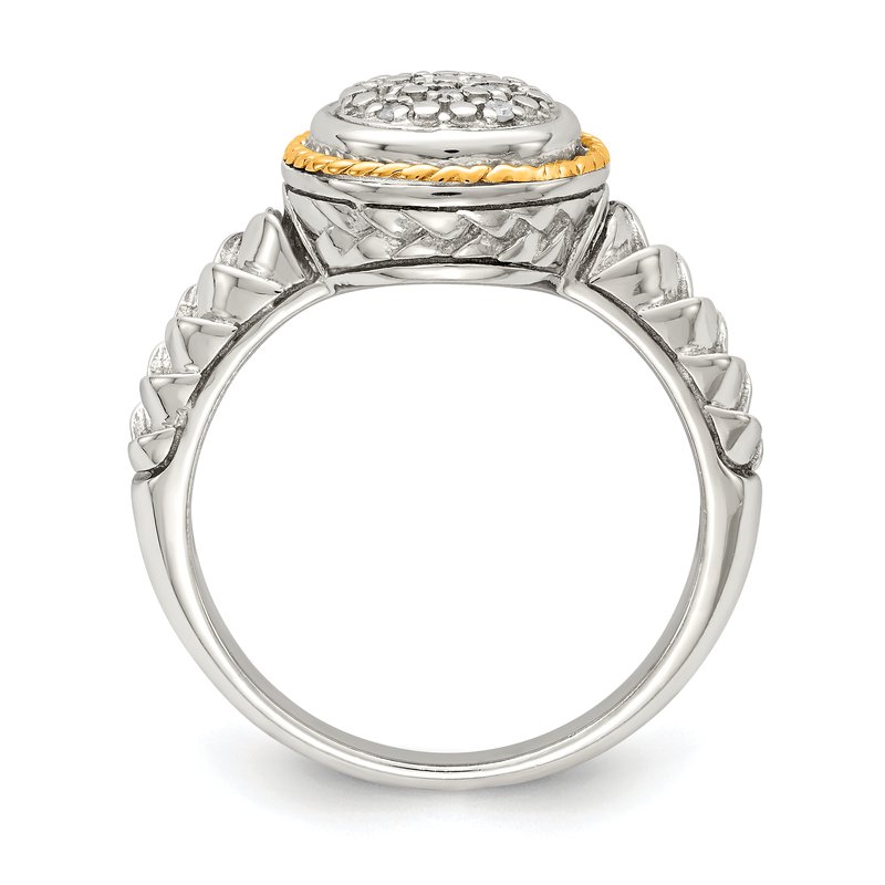 Sterling Silver Rhodium-plated with 14K Accent Polished Diamond Ring