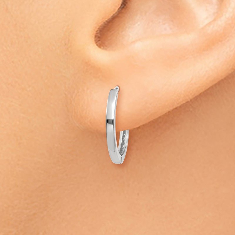 14k White Gold Round Hinged Earrings