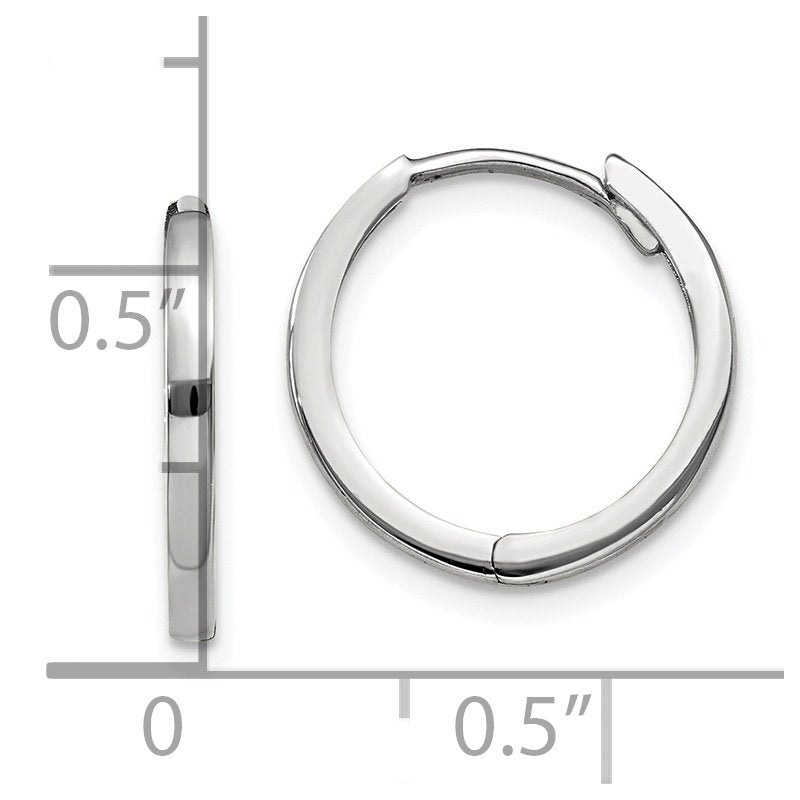 14k White Gold Round Hinged Earrings
